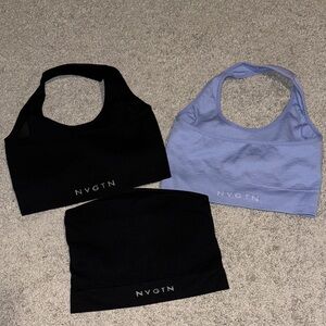 NVGTN Black and Periwinkle Sports Bras